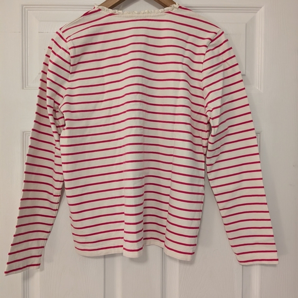 J. Crew White and Pink Striped Long Sleeve Top With Buttons Women's Size Small - Picture 5 of 5